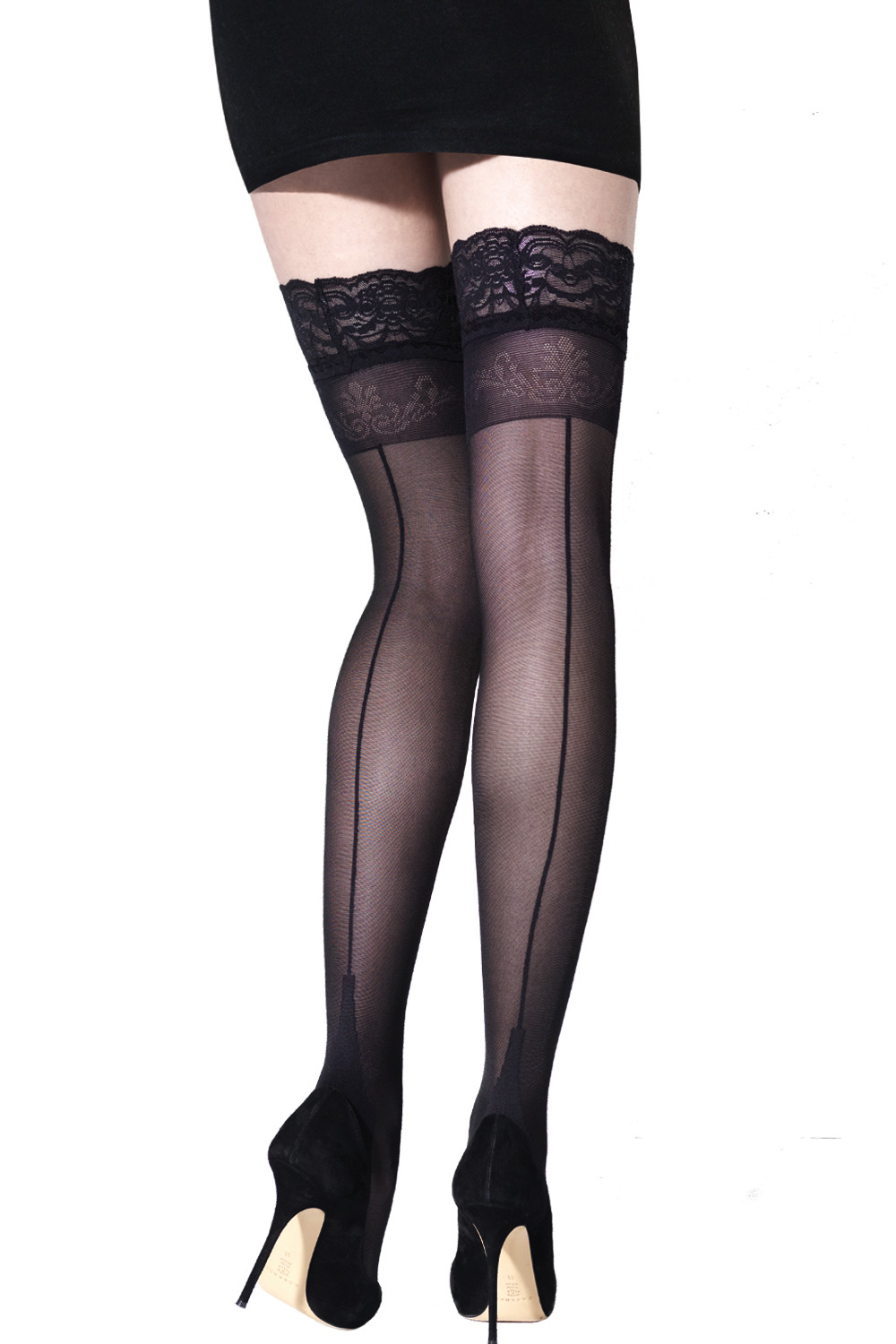 CLASSIC BACK SEAM STAY UP WITH LACE BAND